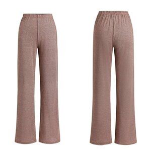 Cider Brown Glitter Wide-Leg Pants – Size Medium